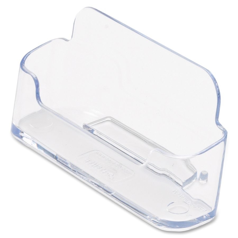 slide 2 of 6, Deflect-O Single-Compartment Business Card Holder, 50-Card Capacity, Clear, 1 ct