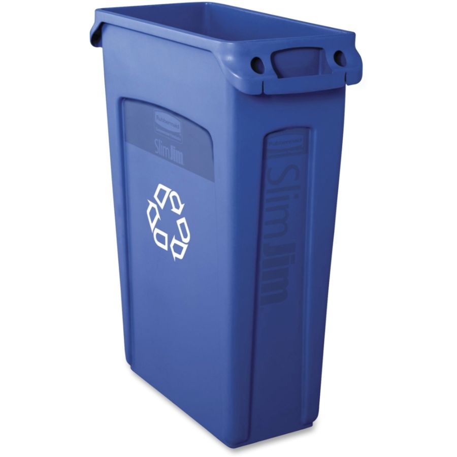 slide 2 of 2, Rubbermaid Commercial Slim Jim Recycle Waste Container, 23-Gallons, Blue, 1 ct