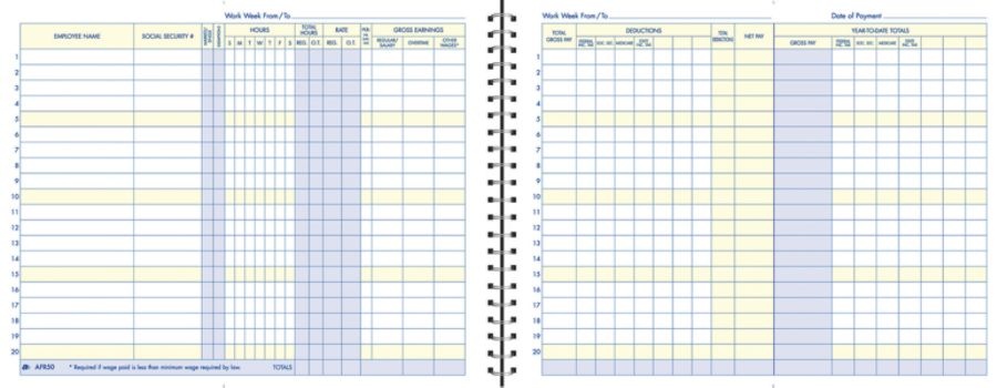 slide 2 of 2, Adams Weekly Payroll Book - Blue, 8 1/2 in x 11 in