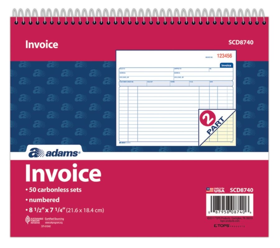 slide 2 of 2, Adams Carbonless 2-Part Invoice Books, 50 ct; 8 1/2 in x 7 1/4 in