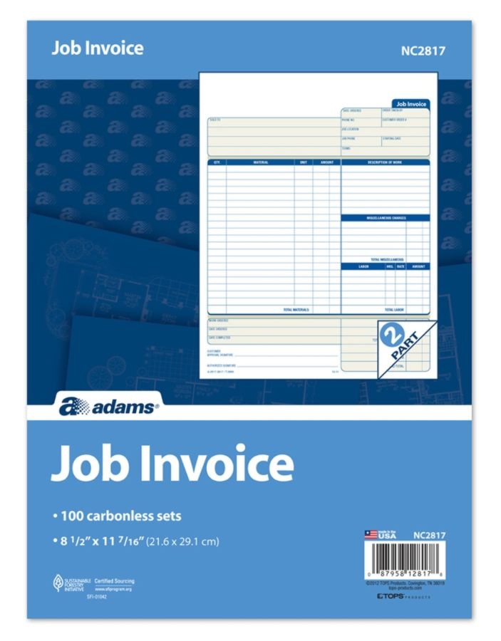 slide 3 of 5, Adams Carbonless Contractor's Invoices, 2-Part, 100 Sets, 1 ct
