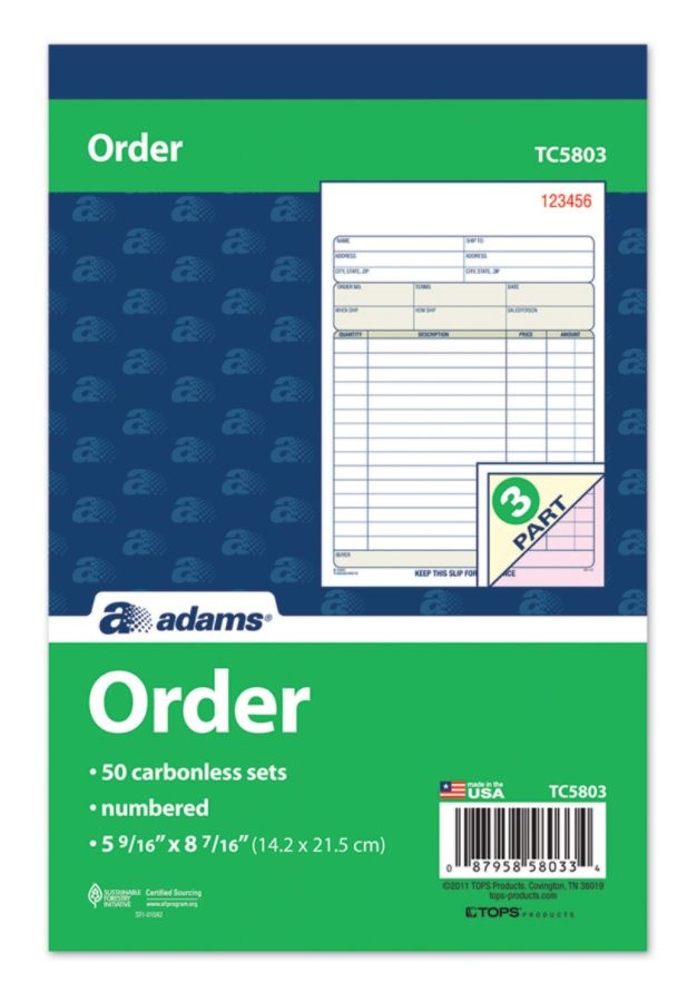 slide 2 of 2, Adams Carbonless Order Books, 50 ct; 5 9/16 in x 7 15/16 in