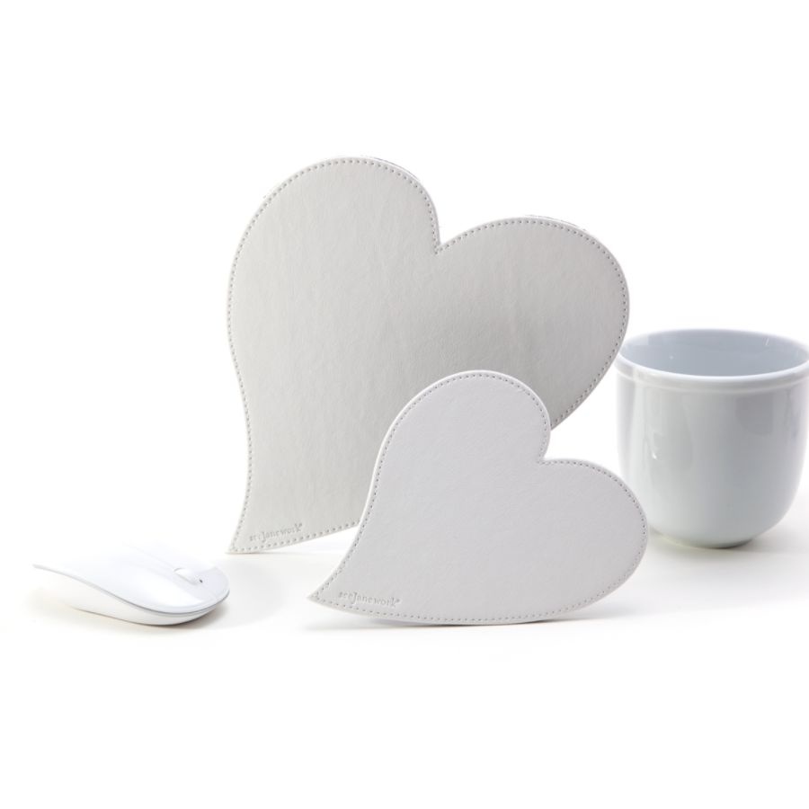 slide 3 of 4, See Jane Work Heart Mouse Pad And Coaster Set, White, 1 ct