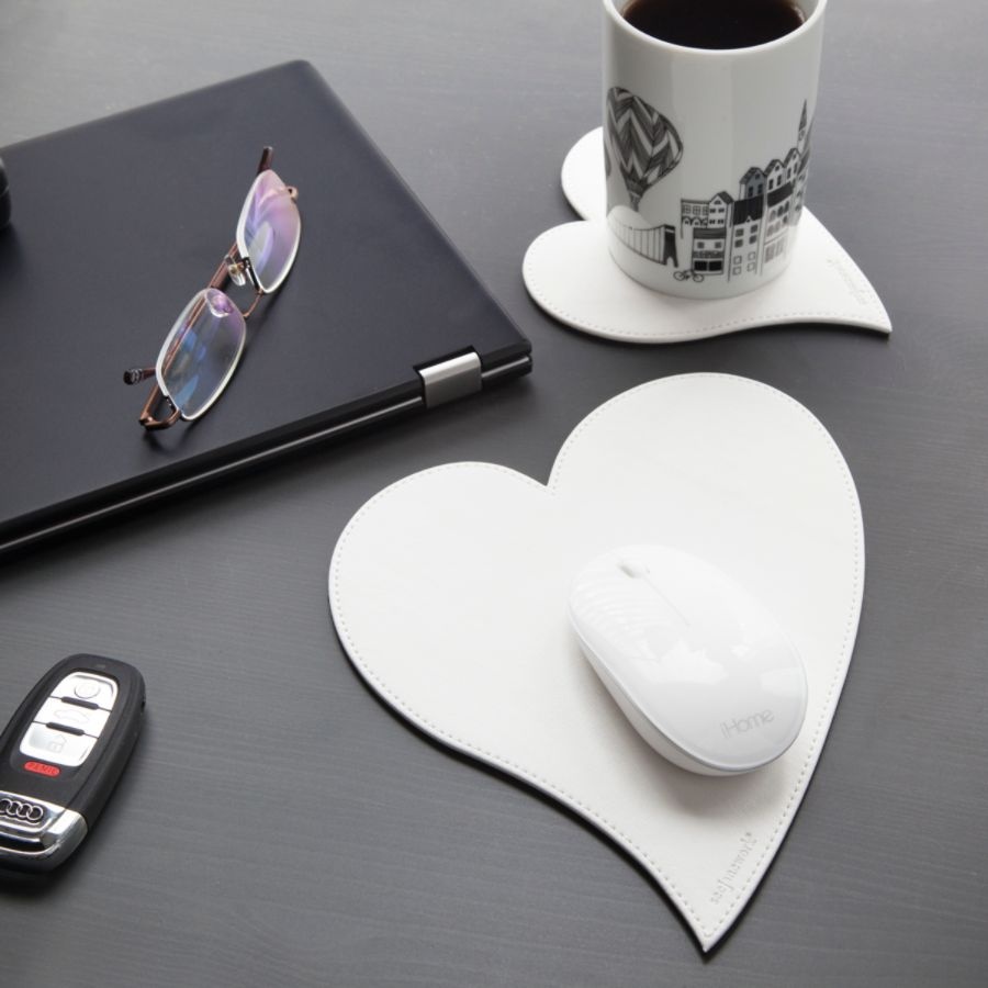 See Jane Work Heart Mouse Pad And Coaster Set White 1 ct Shipt