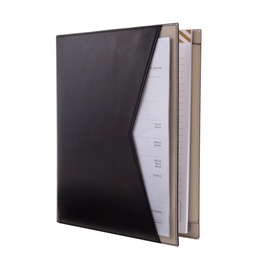 slide 6 of 6, See Jane Work Faux Leather Portfolio, Black/Tan, 1 ct