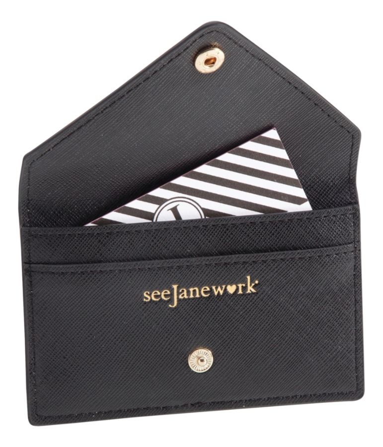 slide 7 of 7, See Jane Work Faux Leather Business Card Holder, Black, 1 ct