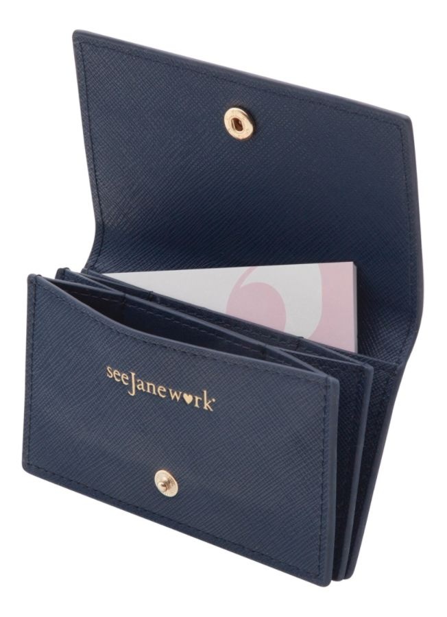 slide 3 of 4, See Jane Work Faux Leather Business Card Holder, Navy, 1 ct