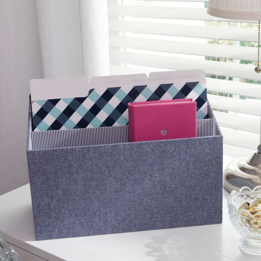 slide 3 of 4, See Jane Work Desktop Organizer, Chambray, 5 15/16 in x 12 15/16 in x 5 15/16 in