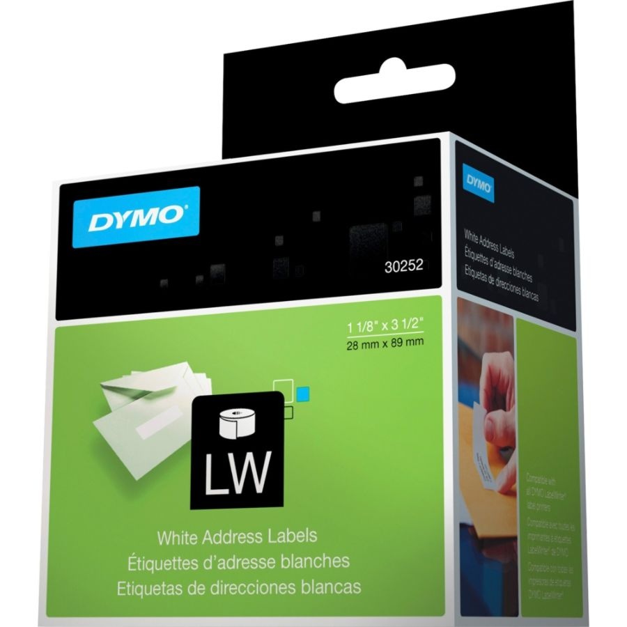 slide 2 of 8, DYMO Address Labels - White (700/Box), 2 pk; 350 ct; 1 1/8 in x 3 1/2 in