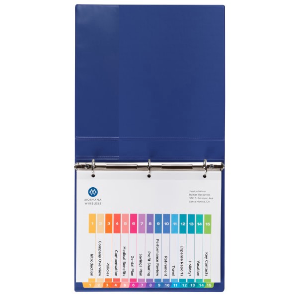 slide 3 of 8, Avery Ready Index 20% Recycled Table Of Contents Dividers, 1-15 Tab, Multicolor, 1 ct