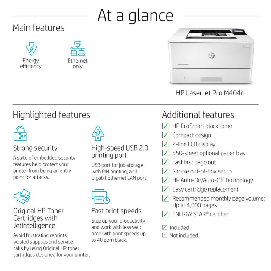 slide 2 of 10, HP Laserjet Pro M404N Monochrome Laser Printer, W1A52A#Bgj, 1 ct