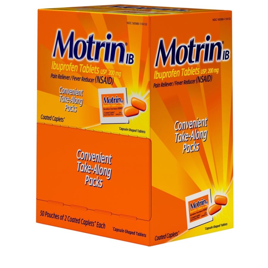 slide 2 of 4, Motrin IB Pain Reliever, 50 pk; 2 ct