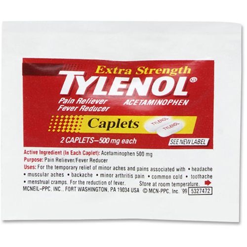 slide 5 of 7, Tylenol Extra Strength Caplets, 2 Caplets Per Packet, 50 ct Packets, 50 ct