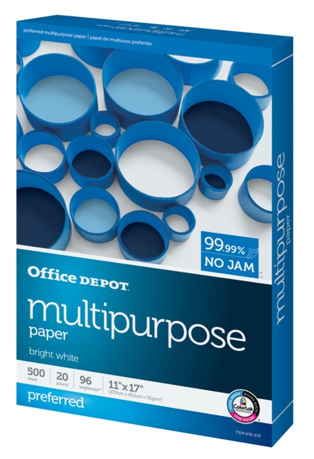 slide 2 of 3, Office Depot Multi-Use Paper, Ledger Size, 500 ct