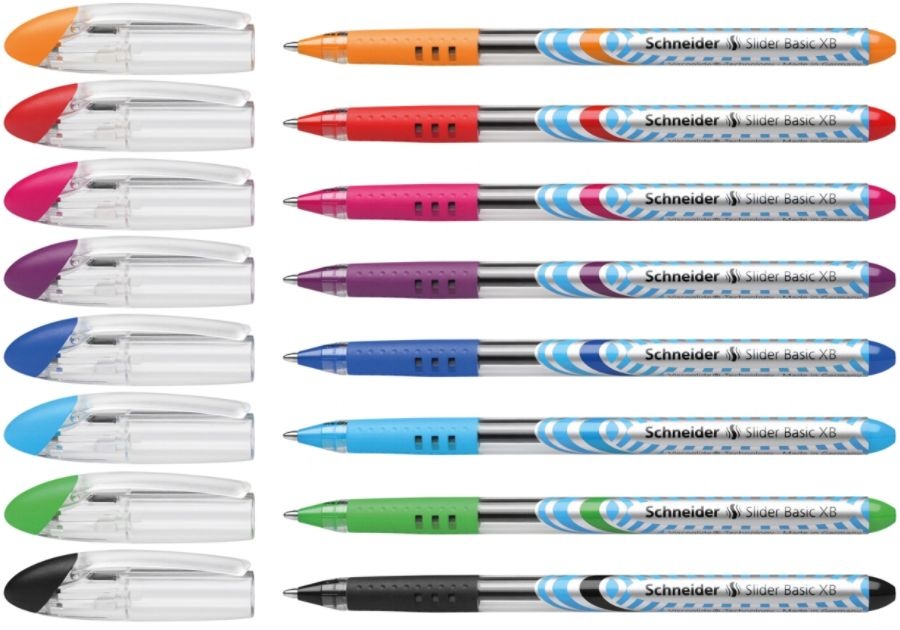 slide 4 of 4, Schneider Slider Xb Ballpoint Stick Pens, Extra Bold Point, 1.4 Mm, Clear Barrels, Assorted Ink Colors, Pack Of 8, 8 ct