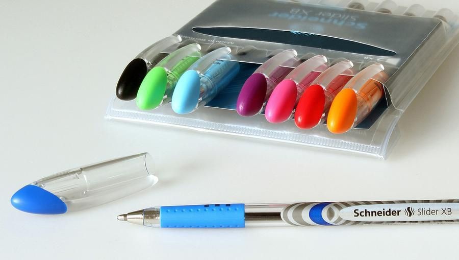 slide 2 of 4, Schneider Slider Xb Ballpoint Stick Pens, Extra Bold Point, 1.4 Mm, Clear Barrels, Assorted Ink Colors, Pack Of 8, 8 ct