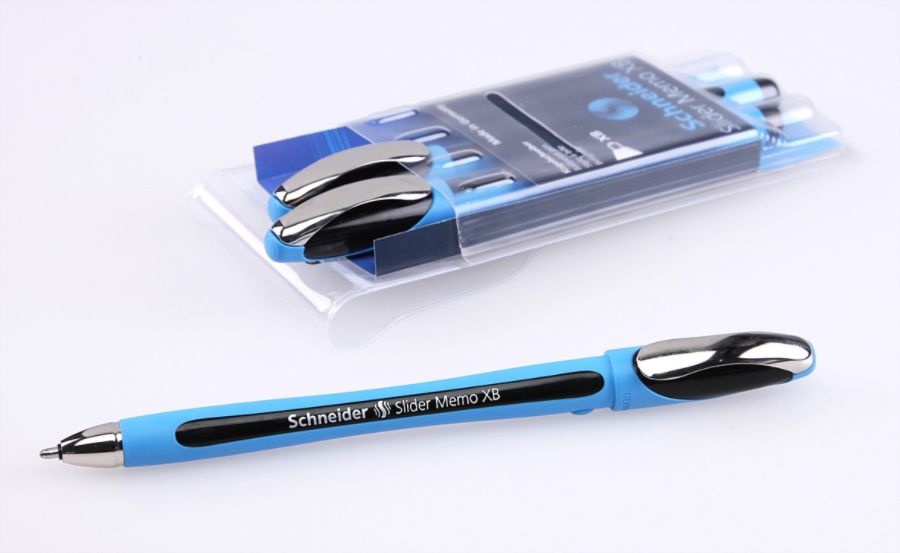 slide 2 of 3, Schneider Slider Memo Xb Ballpoint Pens, Bold Point, 1.4 Mm, Assorted Barrels, Black Ink, Pack Of 3, 3 ct