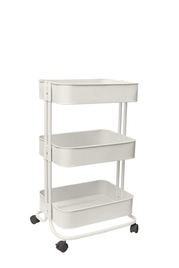 slide 3 of 3, We R Memory Keepers 3-Tier Steel Rolling Storage Cart, Off White, 1 ct