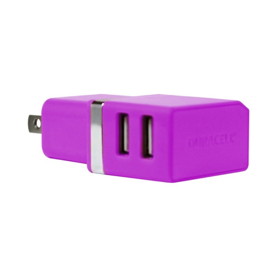 slide 4 of 5, Duracell Dual Usb Wall Charger, Metallic Purple, 1 ct
