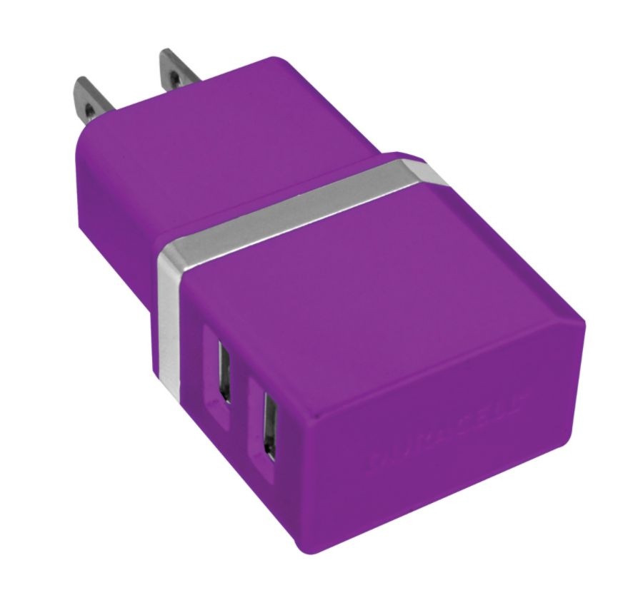 slide 5 of 5, Duracell Dual Usb Wall Charger, Metallic Purple, 1 ct