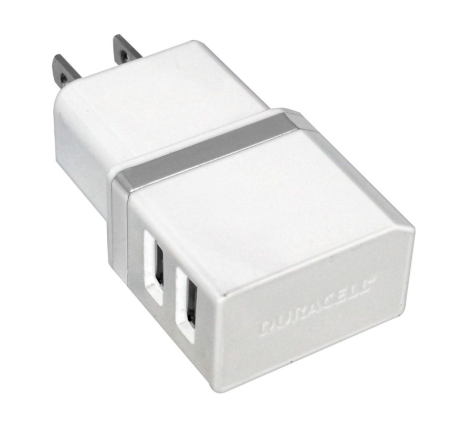 slide 5 of 5, Duracell Dual Usb Wall Charger, Metallic White, 1 ct