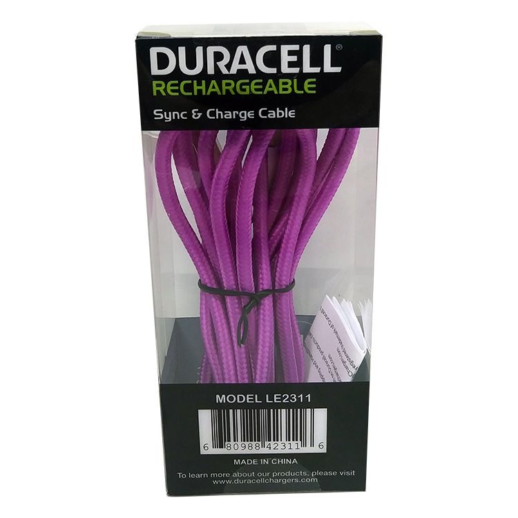 slide 2 of 2, Duracell Usb Type-C Cable, 6', Purple, Le2311, 1 ct