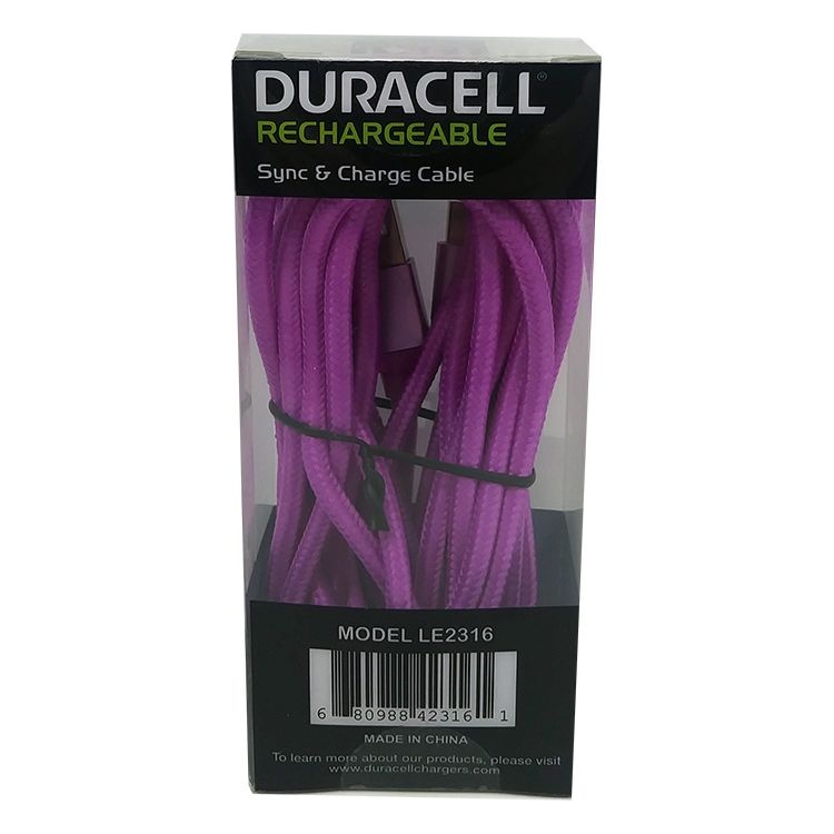 slide 2 of 2, Duracell Usb Type-C Cable, 10', Purple, Le2316, 1 ct