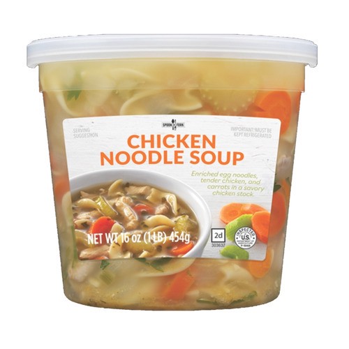 slide 1 of 1, Spoon & Fork chicken noodle soup, 16 oz
