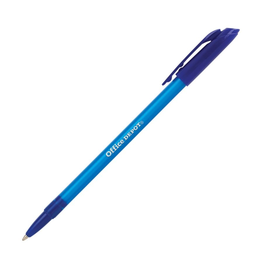 slide 2 of 2, Office Depot Ballpoint Stick Pens, Medium Point, 1.0 mm, Blue Barrel, Blue Ink, 36 ct