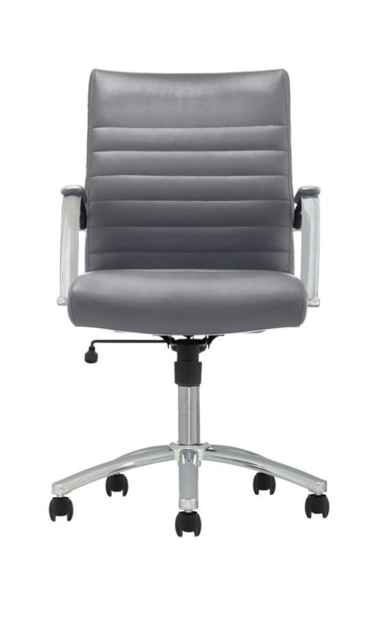 slide 5 of 9, Realspace Modern Comfort Winsley Bonded Leather Mid-Back Chair, Gray/Chrome, 1 ct