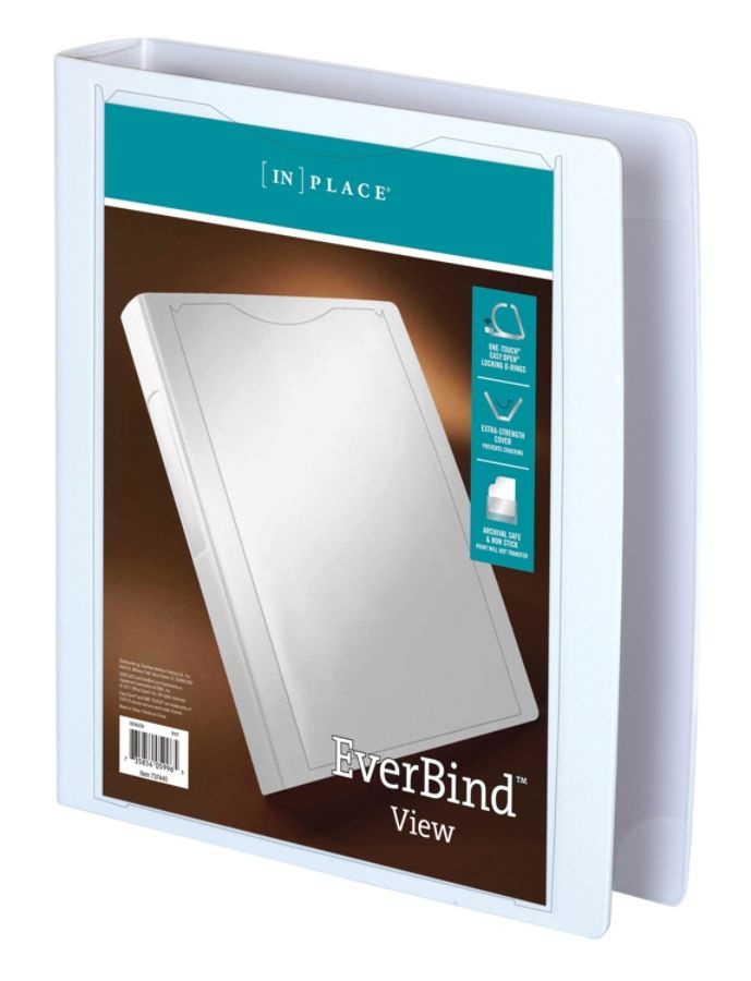 slide 2 of 5, Office Depot Brand Everbind D-Ring View Binder, 1 1/2'' Rings, White, 1 ct