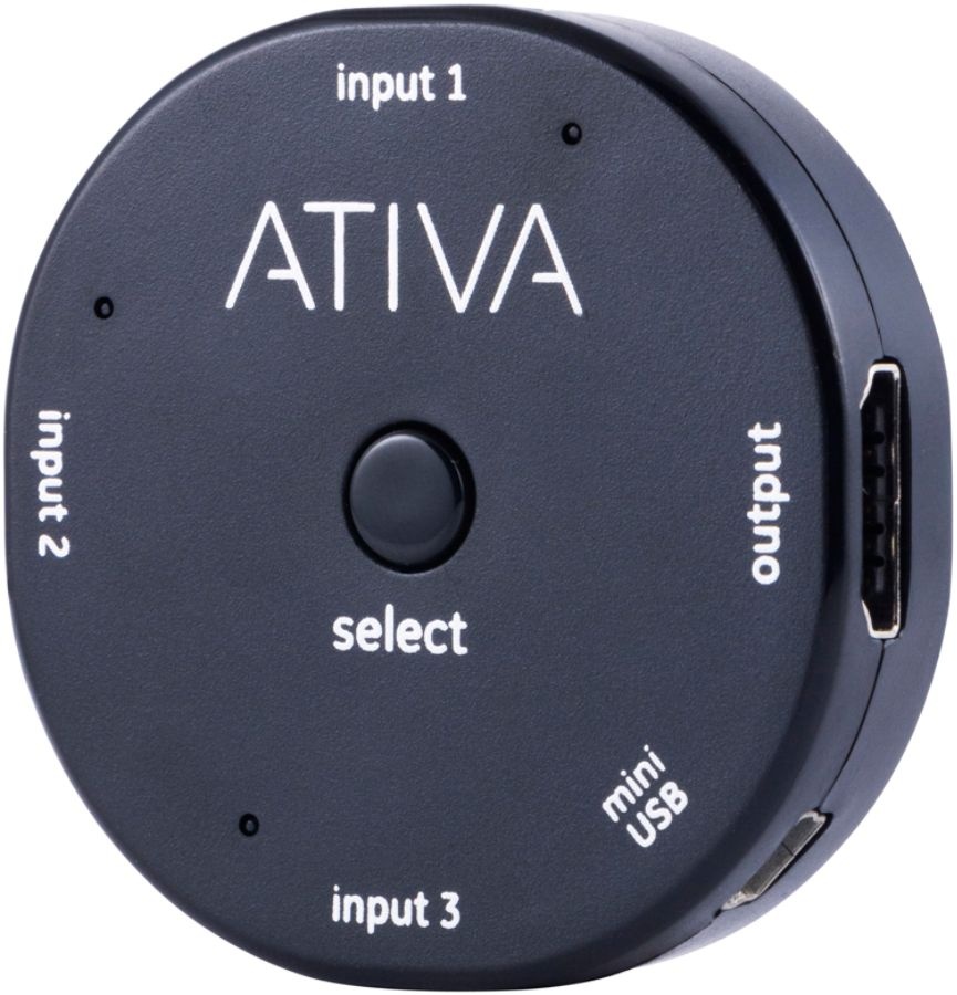 slide 2 of 4, Ativa 3-Device Hdmi Switch, Black, 38469, 1 ct