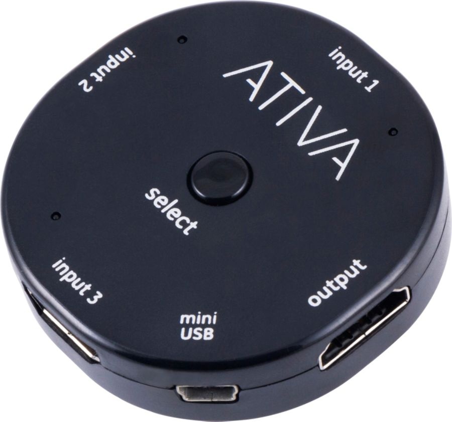 slide 4 of 4, Ativa 3-Device Hdmi Switch, Black, 38469, 1 ct