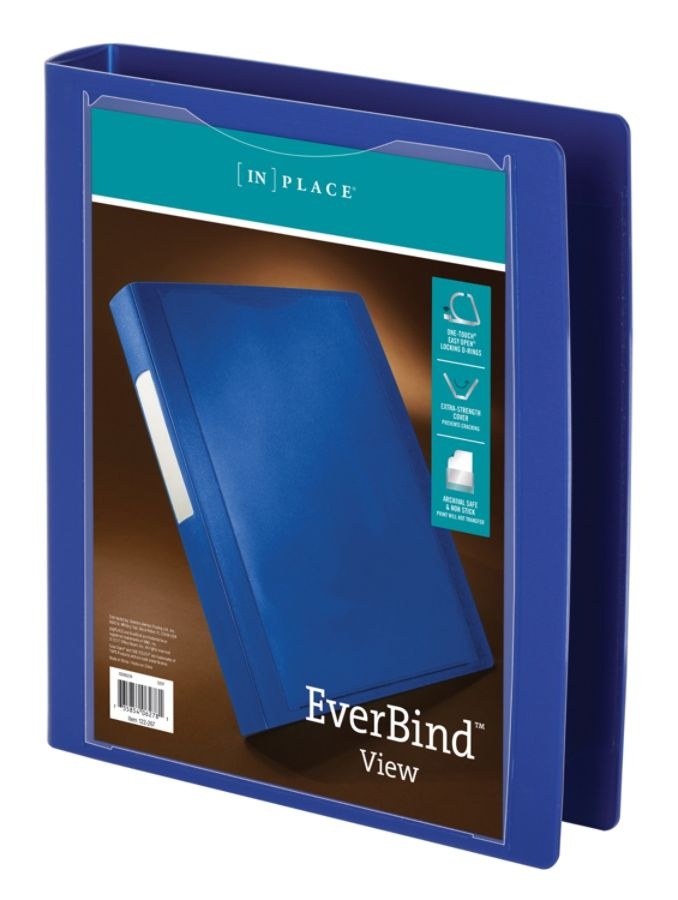 slide 4 of 5, Office Depot Brand Everbind D-Ring View Binder, 1 1/2'' Rings, Blue, 1 ct