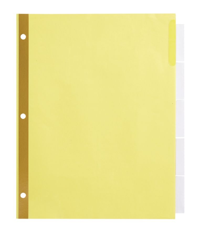 slide 2 of 2, Office Depot Insertable Dividers with Big Tabs, Buff, Clear Tabs, 5-Tab, 4 ct