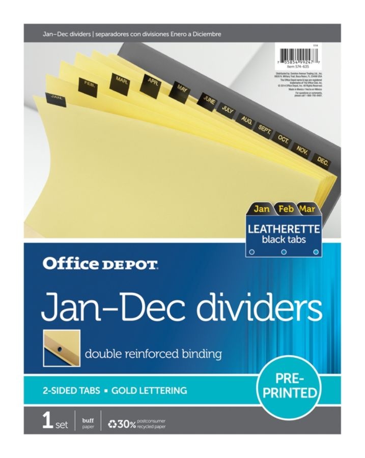 slide 2 of 2, Office Depot Brand Preprinted Tab Dividers, Monthly, 1 ct