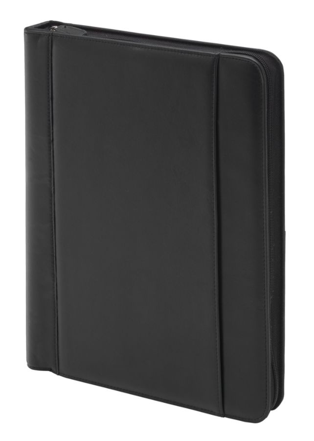 slide 2 of 3, Office Depot Brand Leather Padfolio, Zipper Closure, Black, 1 ct