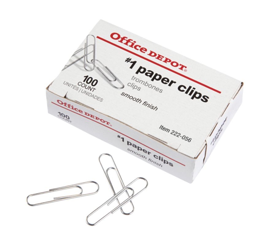 slide 5 of 5, Office Depot Brand Paper Clips, No. 1 Regular, Silver, Box Of 100, 100 ct