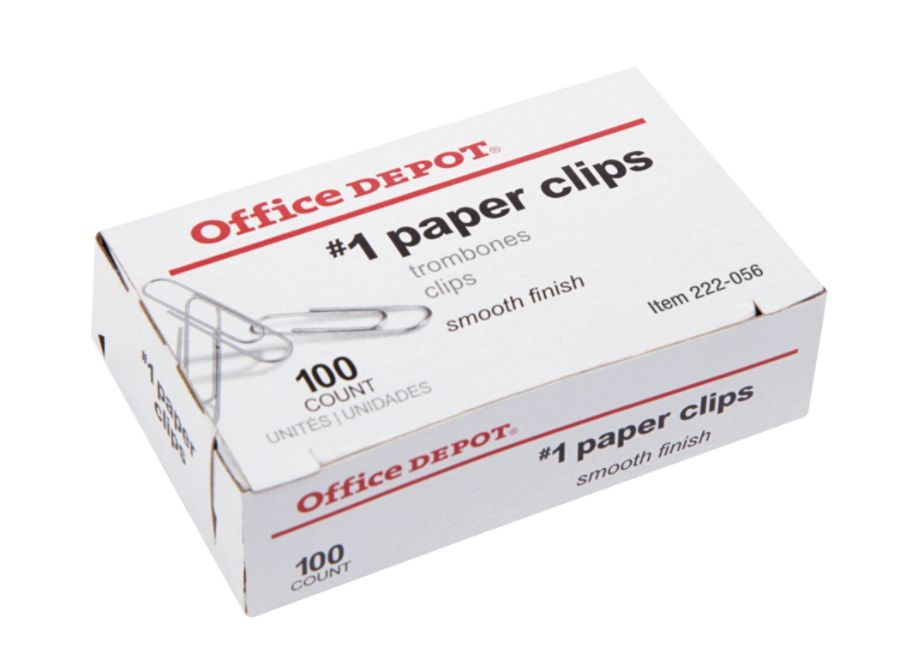 slide 4 of 5, Office Depot Brand Paper Clips, No. 1 Regular, Silver, Box Of 100, 100 ct