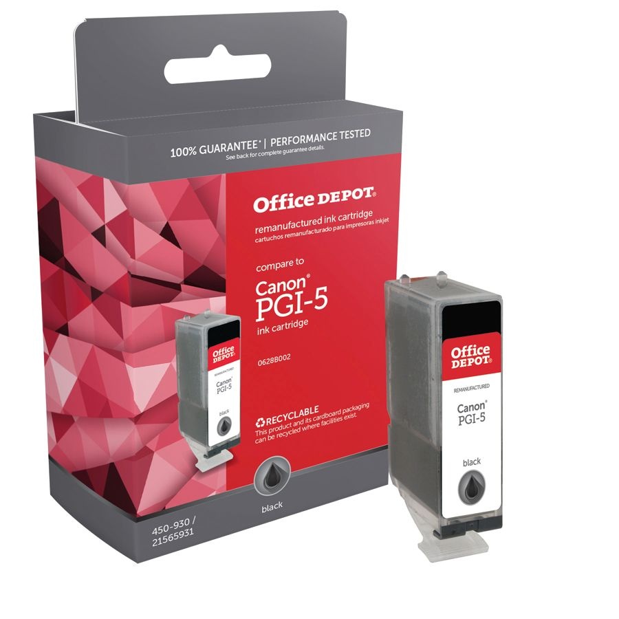 slide 3 of 3, Office Depot Brand Od05K (Canon Pgi-5 Bk) Remanufactured Black Ink Cartridge, 1 ct