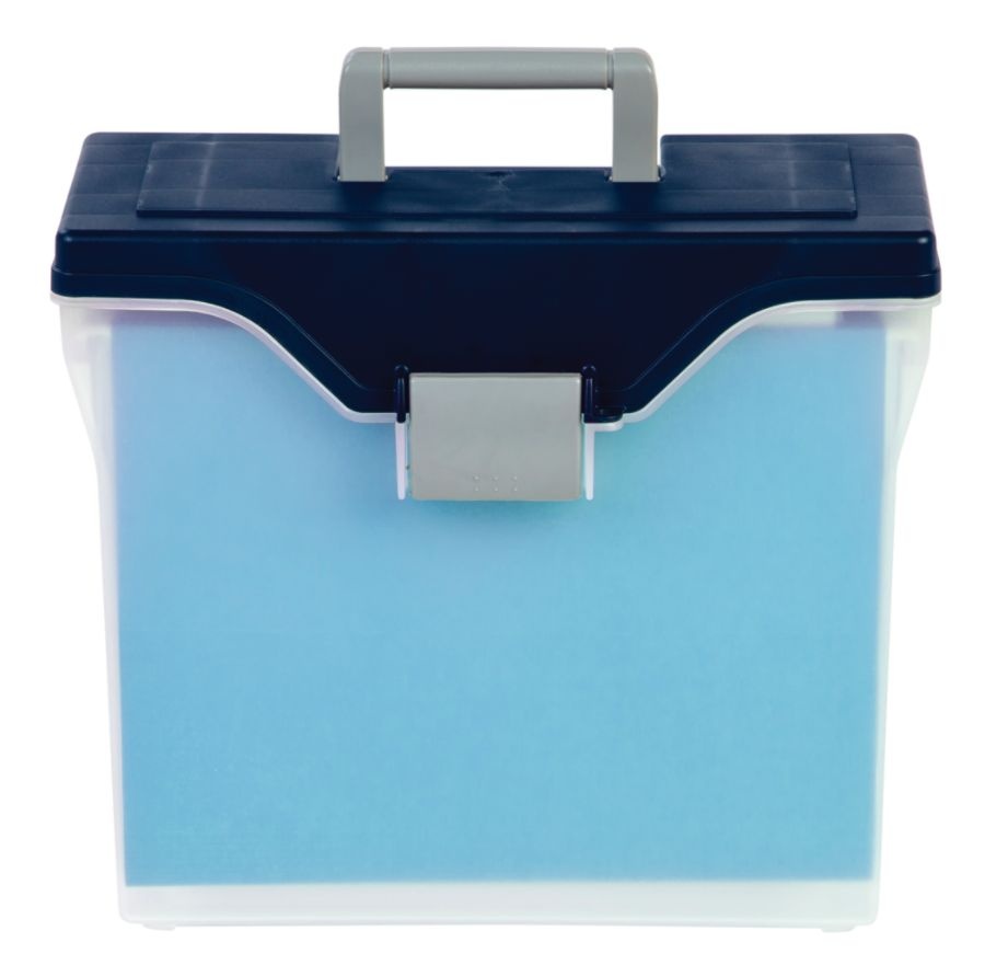 slide 3 of 3, Office Depot Brand Mobile File Box, Small, Letter Size, Clear/Blue, 1 ct