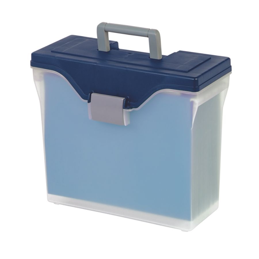 slide 2 of 3, Office Depot Brand Mobile File Box, Small, Letter Size, Clear/Blue, 1 ct