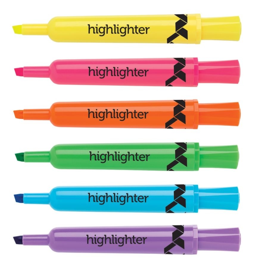 slide 2 of 8, Office Depot Brand Chisel-Tip Highlighter, Assorted Fluorescent Colors, Pack Of 12, 12 ct