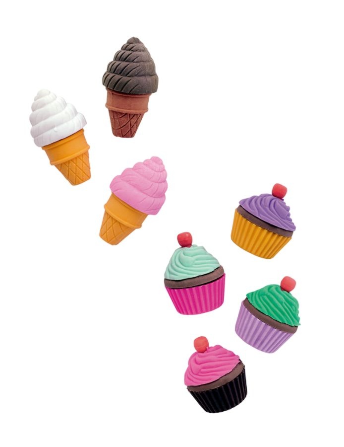 slide 2 of 2, Office Depot Brand Fun Erasers, Ice Cream, Assorted Colors, Pack Of 3, 3 ct