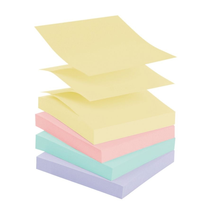 slide 2 of 4, Office Depot Brand Pop Up Sticky Notes, 3'' X 3'', Assorted Pastel Colors, 100 Sheets Per Pad, Pack Of 12, 12 ct