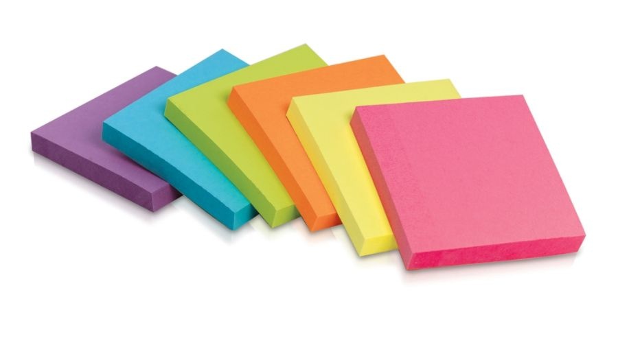 slide 3 of 3, Office Depot Brand Sticky Notes, 3'' X 3'', Assorted Deep Colors, 100 Sheets Per Pad, Pack Of 6 Pads, 6 ct
