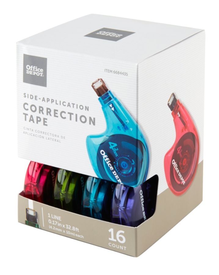 slide 3 of 10, Office Depot Brand Side-Application Correction Tape, Cartridges, 16 ct