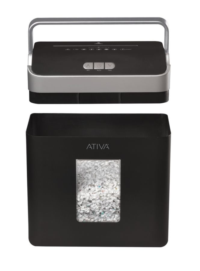 slide 3 of 6, Ativa 8 Sheet Micro-Cut Lift-Off Shredder With Handle, Omm83B, 1 ct