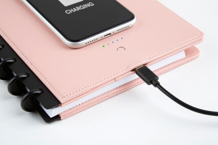 slide 8 of 10, TUL Wireless Charging Discbound Notebook, Leather Cover, Blush, 1 ct