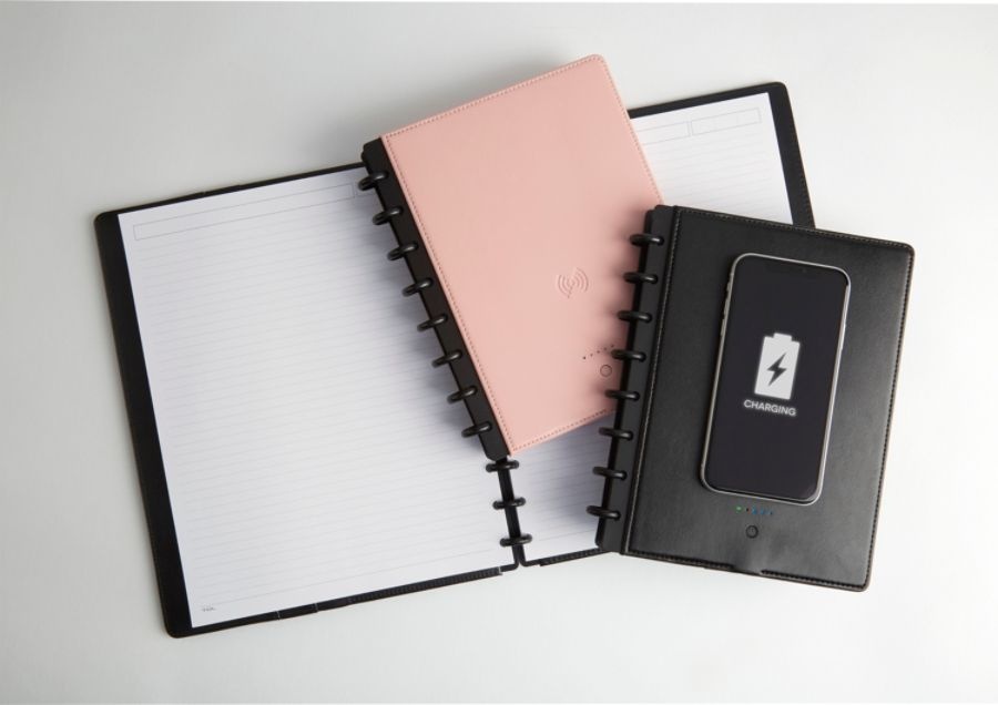 slide 9 of 10, TUL Wireless Charging Discbound Notebook, Leather Cover, Blush, 1 ct